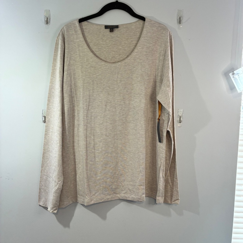 NWT Amber Sun Long Sleeve Top Scoop Neck‎ Knit Casual Beige Size-XL